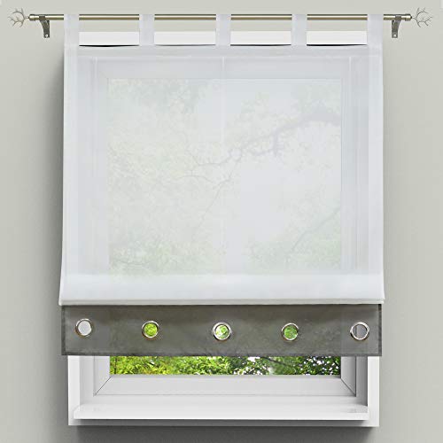 HongYa Raffrollo Voile Bändchenrollo Transparenter Vorhang Raffgardine mit Schlaufen H/B 155/120 cm Grau HongYa Raffrollo Voile Bändchenrollo Transparenter Vorhang Raffgardine mit Schlaufen H/B 155/120 cm Grau von HongYa