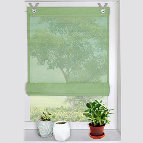 HongYa Raffrollo Voile Transparent Ösenrollo Gardine B*H 45 * 140cm Grün von HongYa