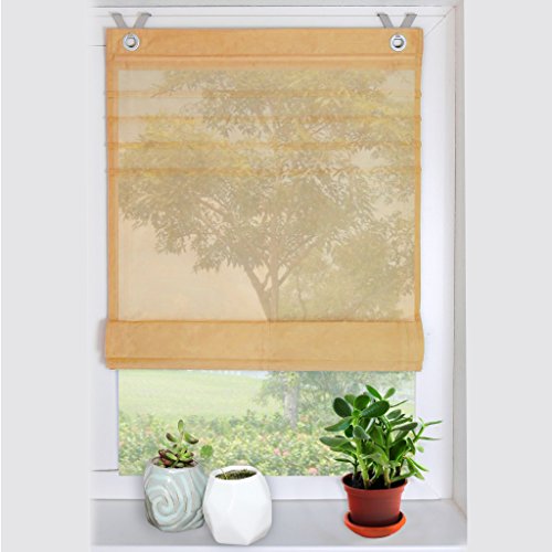 HongYa Raffrollo Voile Transparent Ösenrollo Gardine B*H 45 * 140cm Orange von HongYa