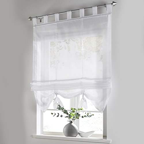 HongYa Raffrollo Voile Transparent Schlaufen Gardine BxH: 100x155cm Weiß von HongYa