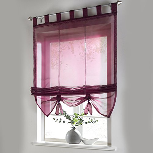 HongYa Raffrollo Voile Transparent Schlaufen Gardine BxH: 140x155cm Beere von HongYa