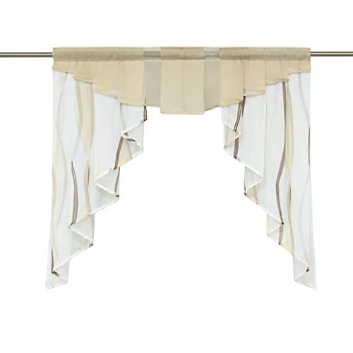 HongYa Tunnelzug Scheibengardine transparenter Voile Kurzgardine für Kleinfenster H/B 145/140 cm Creme Braun HongYa Tunnelzug Scheibengardine transparenter Voile Kurzgardine für Kleinfenster H/B 145/140 cm Creme Braun von HongYa
