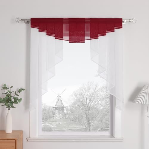 HongYa transparenter Voile Scheibengardine Tunnelzug Kurzstore Küche Kleinfenster Gardine H/B 80/80 cm Beere HongYa transparenter Voile Scheibengardine Tunnelzug Kurzstore Küche Kleinfenster Gardine H/B 80/80 cm Beere von HongYa