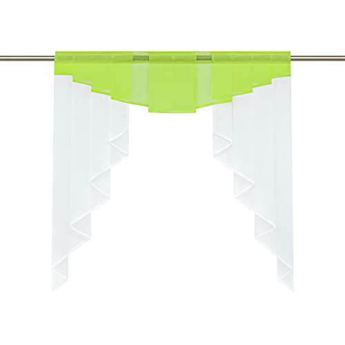 HongYa transparenter Voile Scheibengardine Tunnelzug Kurzstore Küche Kleinfenster Gardine H/B 80/80 cm Grün von HongYa