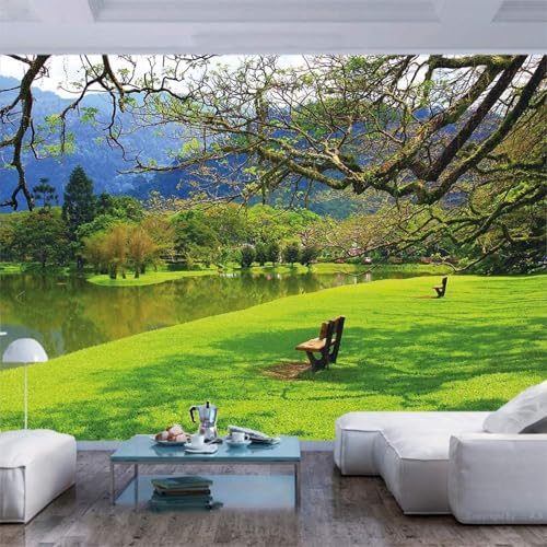 3D Modernes Wandbild Dekoration Schlafzimmer Grüne Bäume Rasen Landschaft Sofa Tv Tapete Kunst Hintergrund Wand-200Cm×140Cm von HongYouQi