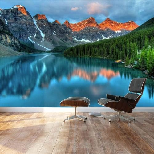 3D Modernes Wandgemälde Dekoriert Schlafzimmer Landschaft Berggipfel Seelandschaft Sofa Tv Tapete Kunst Hintergrund Wand-430Cm×300Cm von HongYouQi
