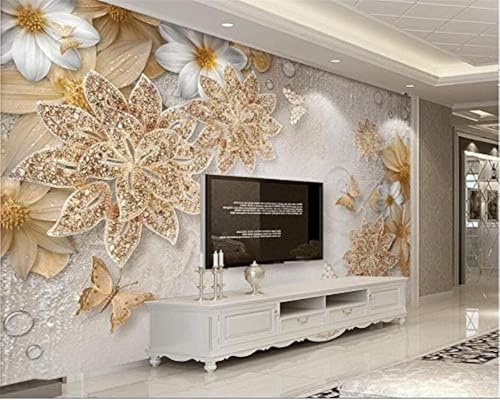 3D Wohnzimmer Wandbild Wohndekoration Gelbe Blumen Landschaft Büro Arbeitszimmer Hintergrund Tapete-300Cm×210Cm von HongYouQi