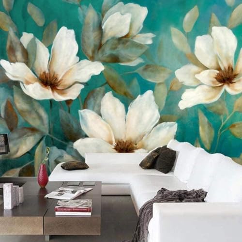 3D Wohnzimmer Wandbild Wohndekoration Weiß Blumenblume Landschaft Sofa Tv Tapete Kunst Hintergrund Wand-300Cm×210Cm von HongYouQi