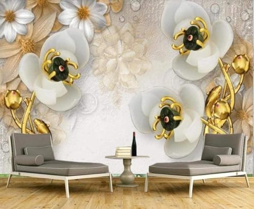 HongYouQi 3D Modernes Wandgemälde Dekoration Schlafzimmer Weiße Blumen Landschaft Wohnzimmer Sofa Tv Tapete-250Cm×170Cm von HongYouQi