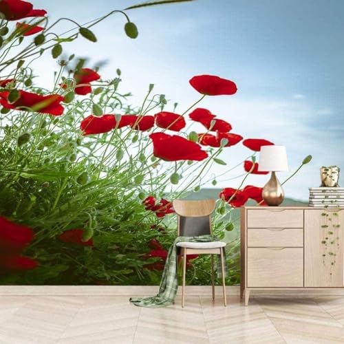 HongYouQi 3D Tapete Wohnzimmer Sofa Rote Blume Pflanze Landschaft Wohnzimmer Sofa Tv Tapete-250Cm×170Cm von HongYouQi