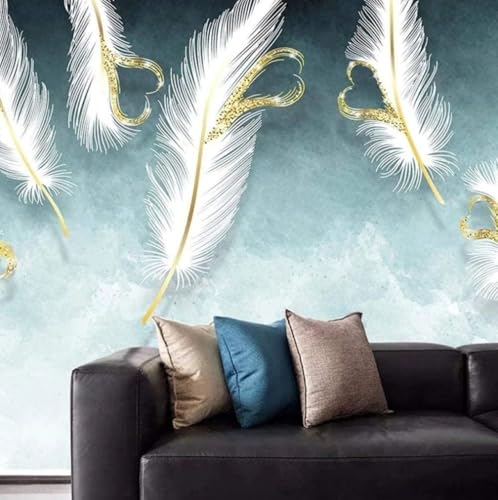 HongYouQi 3D Wohnzimmer Wandbild Wohndekoration Weiß Feder Minimalistisch Landschaft Landschaft Wohnzimmer Sofa Tv Tapete-300Cm×210Cm HongYouQi 3D Wohnzimmer Wandbild Wohndekoration Weiß Feder Minimalistisch Landschaft Landschaft Wohnzimmer Sofa Tv Tapete-300Cm×210Cm von HongYouQi