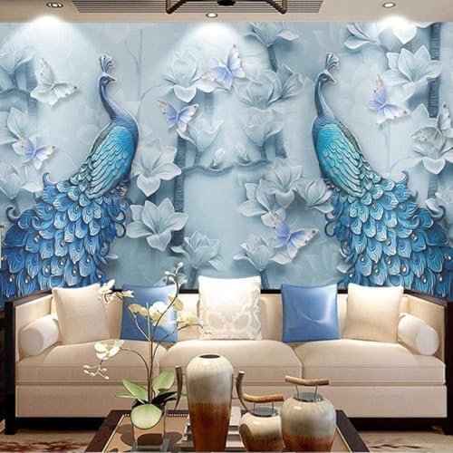HongYouQi Blaues Tier Pfau 3D Wandbild Wohnkultur Wohnzimmer Schlafzimmer Tapete Kunst Hintergrund-200Cm×140Cm HongYouQi Blaues Tier Pfau 3D Wandbild Wohnkultur Wohnzimmer Schlafzimmer Tapete Kunst Hintergrund-200Cm×140Cm von HongYouQi