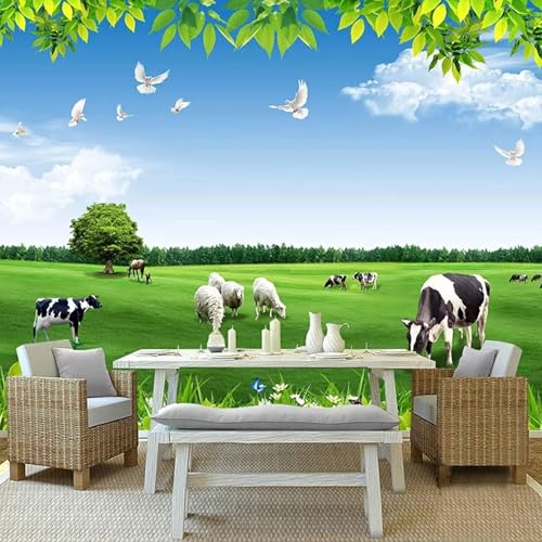 HongYouQi Grün Blätter Gras 3D Moderne Tapete Wohnkultur Kreativ Wohnzimmer Sofa Fernseher Hintergrund-300Cm×210Cm von HongYouQi