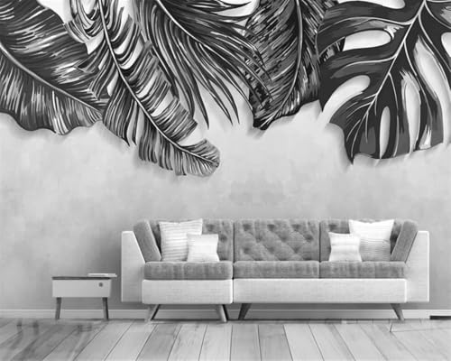 HongYouQi Schwarze Pflanze Blätter 3D Moderne Tapete Wohnkultur Kreatives Wohnzimmer Sofa Tv Hintergrund-200Cm×140Cm von HongYouQi
