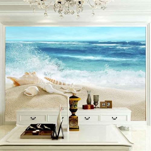 HongYouQi Strand Meerblick 3D Wandbild Wohnkultur Wohnzimmer Schlafzimmer Tapete Kunst Hintergrund-150Cm×105Cm von HongYouQi