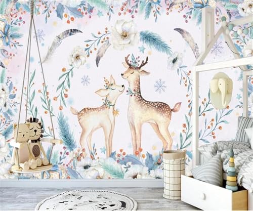 HongYouQi Tiere Hirsch Pflanzen Blätter 3D Texturiert Wohnkultur Kreative Tv-Hintergründe-200Cm×140Cm von HongYouQi