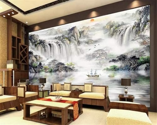 HongYouQi Tinte Berg Gipfel 3D Moderne Tapete Wohndekoration Kreatives Wohnzimmer Sofa Tv Hintergrund-300Cm×210Cm von HongYouQi