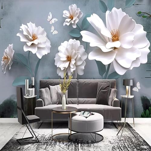 HongYouQi Weiß Blumen 3D Zuhause Tapete Sofa Tv Schlafzimmer Wohnzimmer Hintergrund-250Cm×170Cm HongYouQi Weiß Blumen 3D Zuhause Tapete Sofa Tv Schlafzimmer Wohnzimmer Hintergrund-250Cm×170Cm von HongYouQi