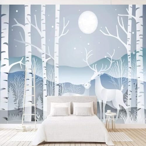 HongYouQi Weißer Baum Berg Gipfel 3D Zuhause Tapete Sofa Tv Schlafzimmer Wohnzimmer Hintergrund-300Cm×210Cm von HongYouQi