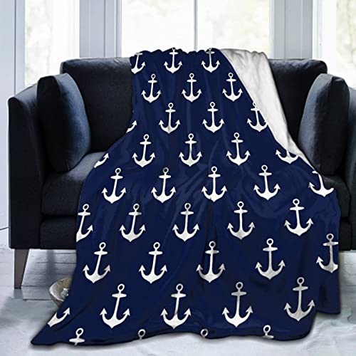 Flaushig Kuscheldecke 100x130cm Personalisierte Decke Anker Marineblau Super Weiche Flanell Fleecedecke Warme Wohndecken für Erwachsene und Kinder als TV-Decken Sofadecke Wohndecke Couchdecke von Hongfacai