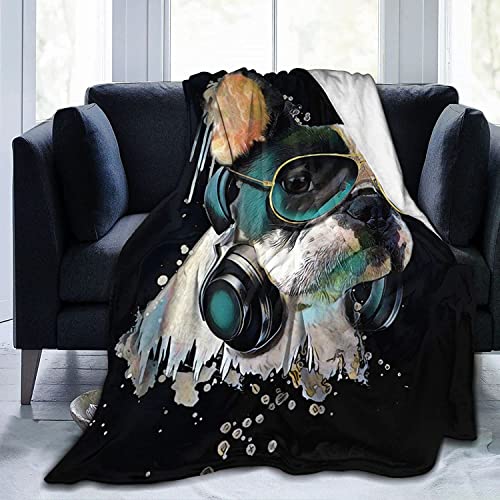 Flaushig Kuscheldecke 130x150cm Decke Aquarell Französische Bulldogge Super Weiche Flanell Fleecedecke Warme Wohndecken für Erwachsene und Kinder als TV-Decken Sofadecke Wohndecke Couchdecke von Hongfacai