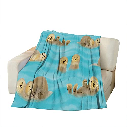 Flaushig Kuscheldecke 130x150cm Personalisierte Decke Otter Meerestier Super Weiche Flanell Fleecedecke Warme Wohndecken für Erwachsene und Kinder als TV-Decken Sofadecke Wohndecke Couchdecke von Hongfacai