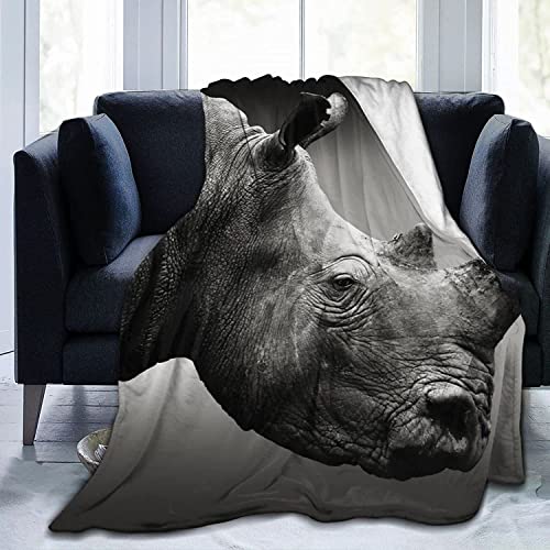 Flaushig Kuscheldecke 150x200cm Personalisierte Decke Nashorn Super Weiche Flanell Fleecedecke Warme Wohndecken für Erwachsene und Kinder als TV-Decken Sofadecke Wohndecke Couchdecke von Hongfacai