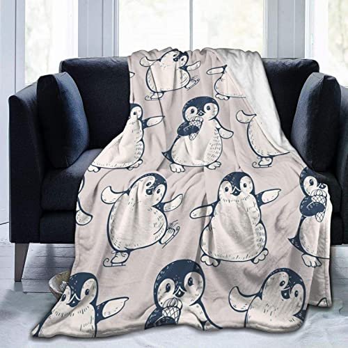 Flaushig Kuscheldecke 150x200cm Personalisierte Decke Netter Pinguin Super Weiche Flanell Fleecedecke Warme Wohndecken für Erwachsene und Kinder als TV-Decken Sofadecke Wohndecke Couchdecke von Hongfacai