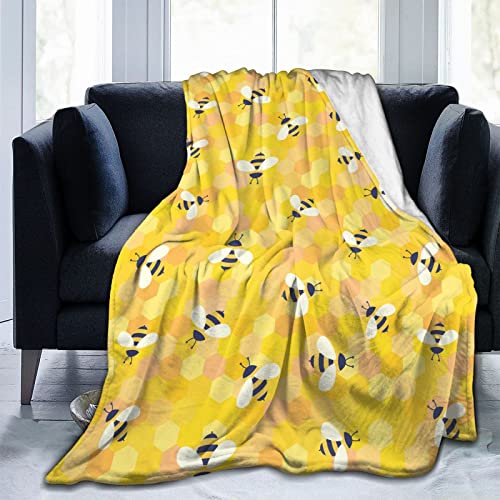 Flaushig Kuscheldecke 150x200cm Personalisierte Decke Waben Bienen Super Weiche Flanell Fleecedecke Warme Wohndecken für Erwachsene und Kinder als TV-Decken Sofadecke Wohndecke Couchdecke von Hongfacai