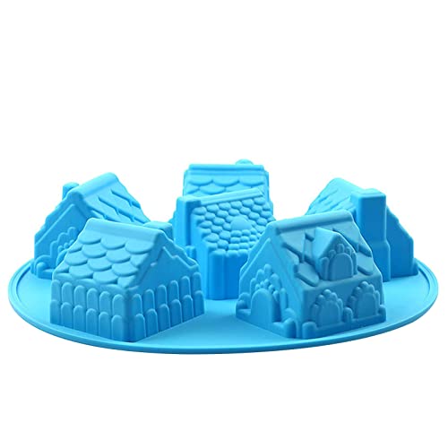 Hausformen Silikon - Kuchenformen in Form eines kleinen Hauses mit 6 Vertiefungen | Antihaftbeschichtete 3D-Silikonformen für DIY-Süßigkeiten, Schokoladengelee, Eiswürfel Hongjingda von Hongjingda