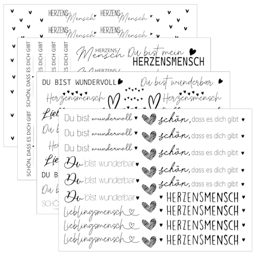 Hongma Rub On Sticker ca.A5 19x14cm-Großformat Transfers 4PCS Sprüche für Raysin für Keraflott Möbel Glas Holz DIY Deko Rub On Folie Rubons Aufkleber Herzensmensch von Hongma