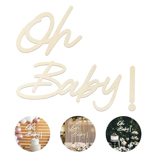 Rustikales Holzschild mit Aufschrift "Oh Baby" für Hintergrund, Boho, große Holzbuchstaben, Ausschnittschild für Kinderzimmer, Babyparty, Banner, Hintergrunddekoration, 1. Geburtstag, von Hongma