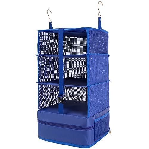 HNSBAGVOU Tragbarer hängender Reise-Organizer, Netzregale, Koffer-Verpackungswürfel-System, M, Blau von Hongmeru