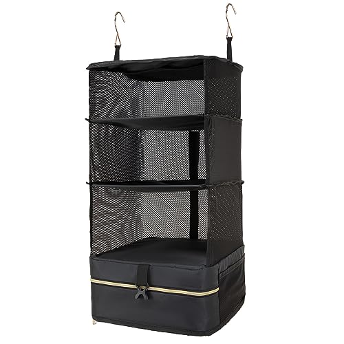 Hnsbagvou Tragbarer hängender Reise-Organizer Netzregale Koffer Packwürfel System M Schwarz von Hongmeru