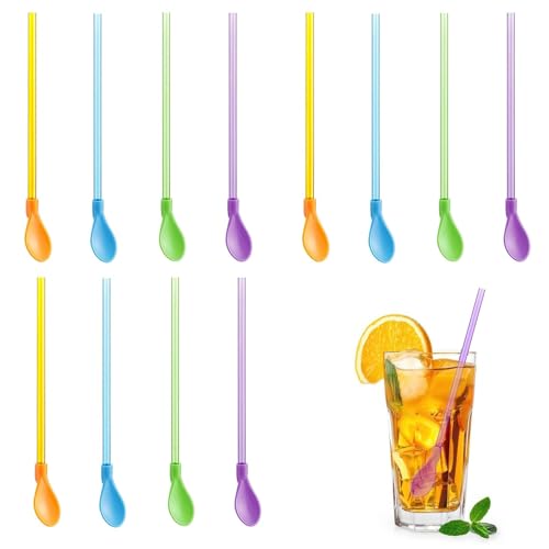 12 Slush-Strohhalme,Strohhalme Löffel Wiederverwendbare,2-in-1 Strohhalmemit Löffel,Slush Löffelhalme,Strohhalm Mit Löffel,Löffelstrohhalmefür Kaffee,Cocktail 12 Slush-Strohhalme,Strohhalme Löffel Wiederverwendbare,2-in-1 Strohhalmemit Löffel,Slush Löffelhalme,Strohhalm Mit Löffel,Löffelstrohhalmefür Kaffee,Cocktail von Hongoen