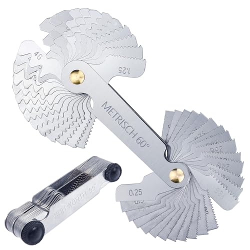 2 PCS 52 Blätter Edelstahl Gewindelehre,Gewindesteigungslehre 24blatt Metrisch 60Grad 0.25-6 mm und Whitworth 55° 4G-62G,Gewindeschablone Rostschutz Gewindelehre Metrisch Zoll 2 PCS 52 Blätter Edelstahl Gewindelehre,Gewindesteigungslehre 24blatt Metrisch 60Grad 0.25-6 mm und Whitworth 55° 4G-62G,Gewindeschablone Rostschutz Gewindelehre Metrisch Zoll von Hongoen