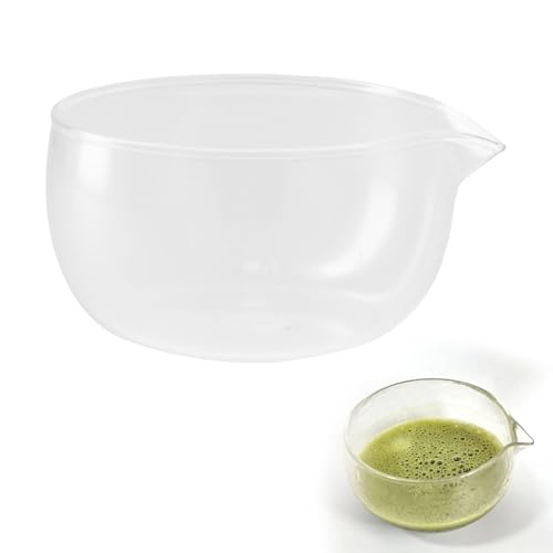 350 ml Saucenschale,Matcha-Schale aus Glas mit Ausgießer,Matcha Schale,Matcha Schale mit ausgießer,Matcha Schüssel,Glasschüssel Servierschalen Set,Matcha Bowl für die Küche zu Hause, Transparent von Hongoen