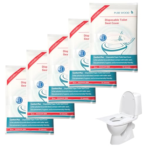 Einweg Toilettensitzbezug, 40 Stück Toilettenauflage,Spülbare Toilette Auflage Toilettensitzbezüge,Einweg Toilettenauflage,Toilet Seat Cover,Toilettenauflage Einweg für Reisen(470 * 390mm) von Hongoen