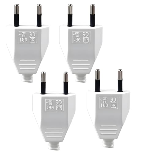 Eurostecker Flach,2 PCS Stromstecker,Euro Flachstecker,220v Eurostecker,Plug,stecker,Stromstecker Flach (220V, 2.5A), Euro Stecker Flach(Weiss) von Hongoen