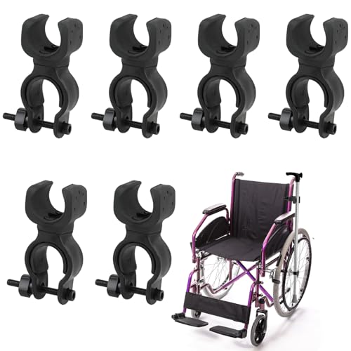 Hongoen Halterungen für Gehstöcke,6 Stück Krückenhalter,Stockhalter Für Rollator,Stockhalterung,Gehstockhalter360 Grad Drehung Sichere Stabile Rollator Zubehör für Drive Rollator, Walker, Rollstuhl von Hongoen