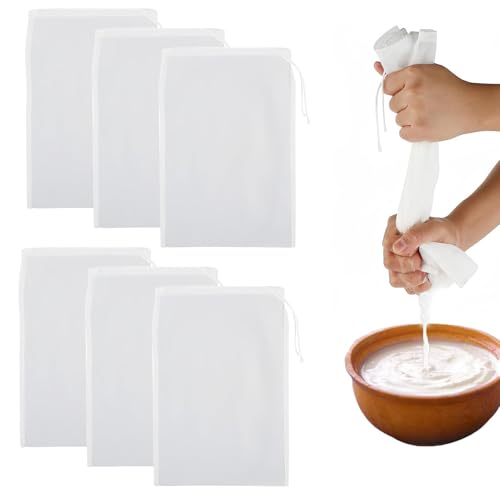 Nussmilchbeutel, 6 Stück 30X20CM Passiertuch Wiederverwendbar,Passiertuch und Knödeltuch,FeingewebtPassiertuch Nylon,Nut Milk Bag,Nussmilchbeutel Bio Waschbar,Käsetuch,Mit Kordelzug für Nussmilch Käse Nussmilchbeutel, 6 Stück 30X20CM Passiertuch Wiederverwendbar,Passiertuch und Knödeltuch,FeingewebtPassiertuch Nylon,Nut Milk Bag,Nussmilchbeutel Bio Waschbar,Käsetuch,Mit Kordelzug für Nussmilch Käse von Hongoen