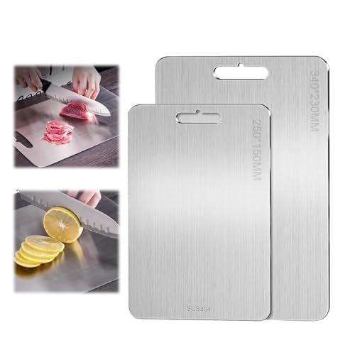 Titan Schneidebrett,2 Stück Schneidebrett Edelstahl,SchneidebrettTitan,Titanium SchneidebrettDoppelseitig,Leicht zu Reinigen,Titanium Cutting Board für Fleisch,Gemüse & Obst(34 * 23cm und 20 * 15cm) Titan Schneidebrett,2 Stück Schneidebrett Edelstahl,SchneidebrettTitan,Titanium SchneidebrettDoppelseitig,Leicht zu Reinigen,Titanium Cutting Board für Fleisch,Gemüse & Obst(34 * 23cm und 20 * 15cm) von Hongoen