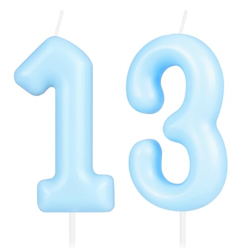 Hongplus Macaron Blue Number 13 Candle, 13 Birthday Candle, Macaron Happy Birthday Candles for Cake, Blue Cake Topper Decorations for Sweet 13 Birthday Party Decorations Hongplus Macaron Blue Number 13 Candle, 13 Birthday Candle, Macaron Happy Birthday Candles for Cake, Blue Cake Topper Decorations for Sweet 13 Birthday Party Decorations von Hongplus