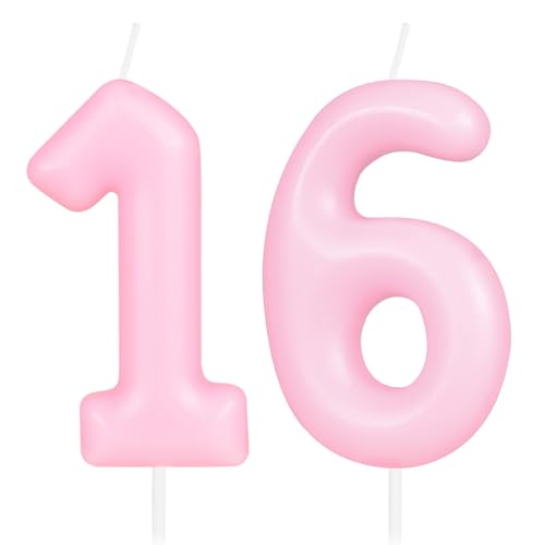 Hongplus Macaron Pink Number 16 Candle, 16 Birthday Candle, Macaron Pink Happy Birthday Candles for Cake, Cake Topper Decorations for Girls Women Pastel Sweet 16 Birthday Party Decorations Hongplus Macaron Pink Number 16 Candle, 16 Birthday Candle, Macaron Pink Happy Birthday Candles for Cake, Cake Topper Decorations for Girls Women Pastel Sweet 16 Birthday Party Decorations von Hongplus