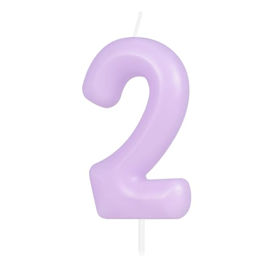 Hongplus Macaron Purple Number 2 Candle, 2 Birthday Candle, Macaron Purple Happy Birthday Candles for Cake, Purple Cake Topper Decorations for Girl Women Pastel Sweet 2 Birthday Party Decorations Hongplus Macaron Purple Number 2 Candle, 2 Birthday Candle, Macaron Purple Happy Birthday Candles for Cake, Purple Cake Topper Decorations for Girl Women Pastel Sweet 2 Birthday Party Decorations von Hongplus