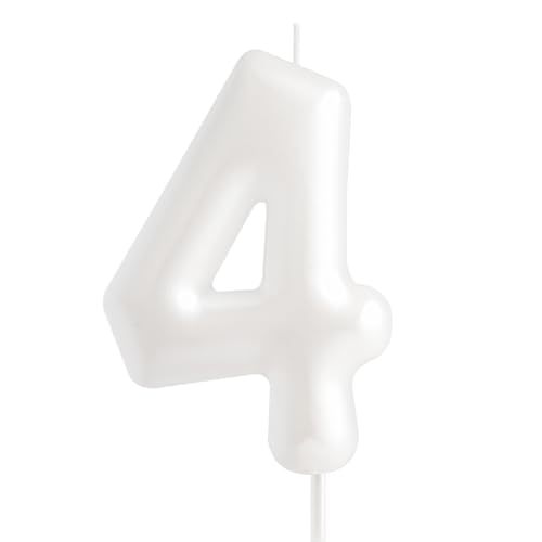 Hongplus Macaron White Number 4 Candle, 4 Birthday Candle, White Happy 4 Birthday Candles for Cake, White Cake Topper Decorations for Girls Pastel Sweet 4 Birthday Party Decorations Hongplus Macaron White Number 4 Candle, 4 Birthday Candle, White Happy 4 Birthday Candles for Cake, White Cake Topper Decorations for Girls Pastel Sweet 4 Birthday Party Decorations von Hongplus