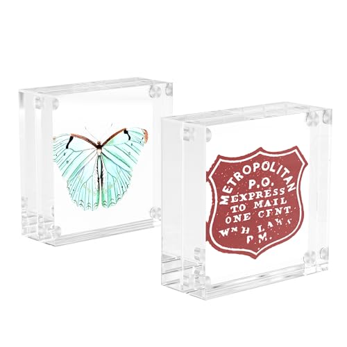 Hongtuocb Mini-Bilderrahmen, transparent, 5,1 x 5,1 cm, magnetischer Acrylrahmen, doppelseitig, Brieftasche, kleiner Desktop-Display-Block, Fotorahmen für Zuhause, Büro, Hochzeit, 2 Stück von Hongtuocb