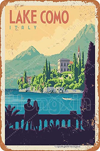 See Como Italien Blechschild Dekoschild Retro Poster Metall Plakat Vintage Türschilder Deko Schild Blech Kunst Schilder Hof Bar Cafe Geschenk 20X30cm von Hongxin