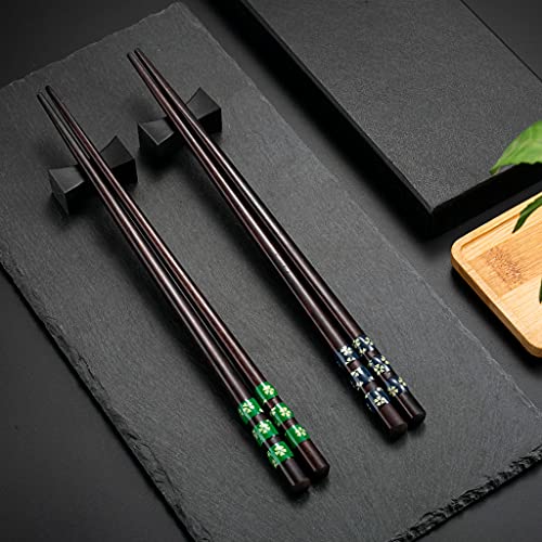 2 Paar Set Liebhaber Essstäbchen Blau und Grün + 2 pcs Essstäbchen Ablagen Natur Chopsticks aus hölz in Edler Schatulle Geschenkbox Essstäbchen Chinesische Stäbchen Japanische Essstäbchen Holz von Hongyantech