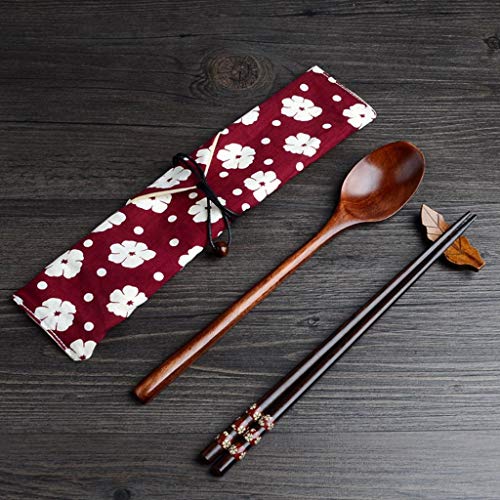 Essstäbchen Löffel Set Japanische Natur Chopsticks stäbchen aus umweltfreundlichem hölzernen Red von Hongyantech